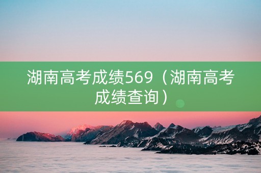 湖南高考成绩569（湖南高考成绩查询）