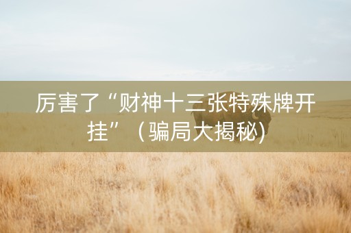 厉害了“财神十三张特殊牌开挂”（骗局大揭秘)