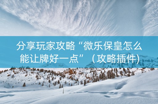 分享玩家攻略“微乐保皇怎么能让牌好一点”（攻略插件)