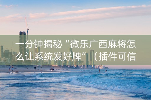 一分钟揭秘“微乐广西麻将怎么让系统发好牌”（插件可信吗)