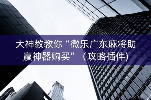 大神教教你“微乐广东麻将助赢神器购买”（攻略插件)