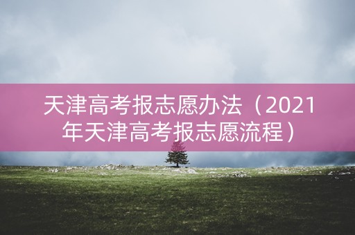 天津高考报志愿办法（2021年天津高考报志愿流程）