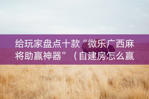 给玩家盘点十款“微乐广西麻将助赢神器”（自建房怎么赢)