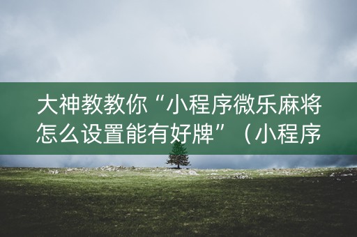 大神教教你“小程序微乐麻将怎么设置能有好牌”（小程序必赢神器)