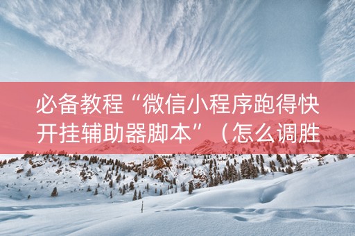 必备教程“微信小程序跑得快开挂辅助器脚本”（怎么调胜率)