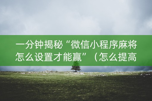 一分钟揭秘“微信小程序麻将怎么设置才能赢”（怎么提高胜率)