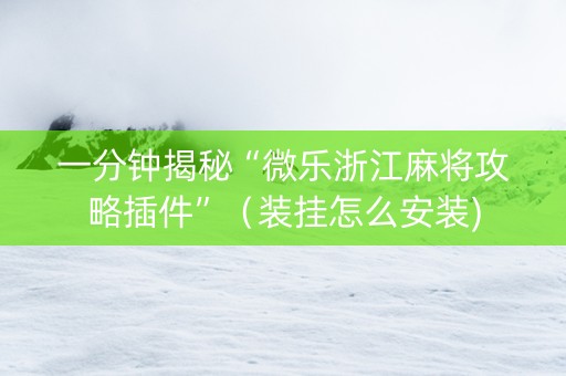 一分钟揭秘“微乐浙江麻将攻略插件”（装挂怎么安装)