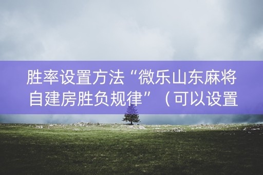 胜率设置方法“微乐山东麻将自建房胜负规律”（可以设置输赢吗)
