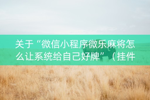 关于“微信小程序微乐麻将怎么让系统给自己好牌”（挂件神器)