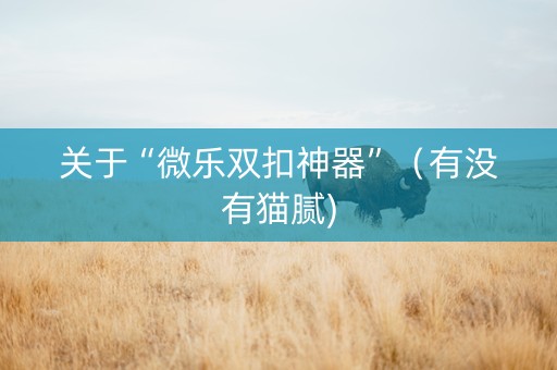 关于“微乐双扣神器”（有没有猫腻)