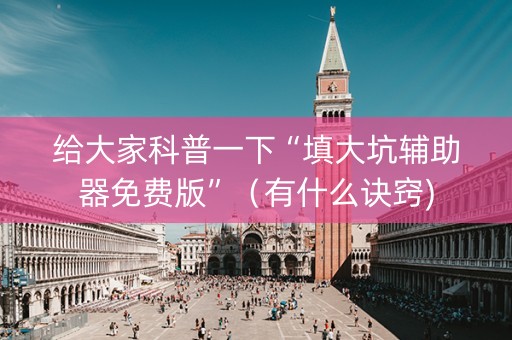 给大家科普一下“填大坑辅助器免费版”（有什么诀窍)