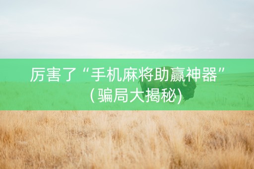 厉害了“手机麻将助赢神器”（骗局大揭秘)