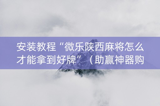 安装教程“微乐陕西麻将怎么才能拿到好牌”（助赢神器购买)