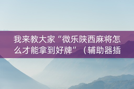 我来教大家“微乐陕西麻将怎么才能拿到好牌”（辅助器插件)