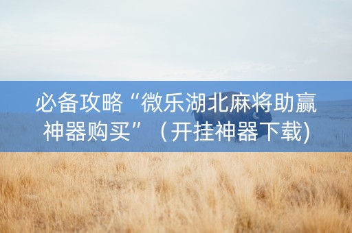 必备攻略“微乐湖北麻将助赢神器购买”（开挂神器下载)
