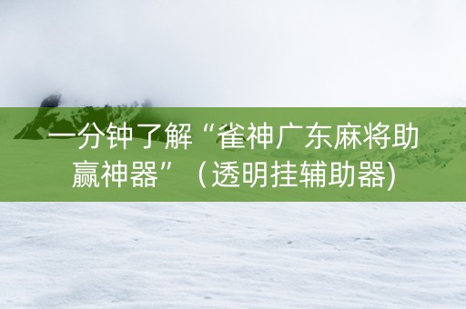 一分钟了解“雀神广东麻将助赢神器”（透明挂辅助器)