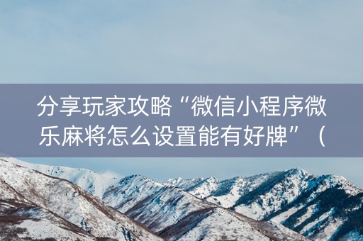 分享玩家攻略“微信小程序微乐麻将怎么设置能有好牌”（神器最新免费)
