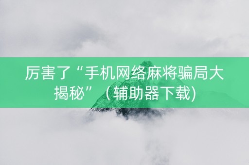 厉害了“手机网络麻将骗局大揭秘”（辅助器下载)