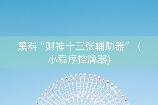 黑料“财神十三张辅助器”（小程序控牌器)