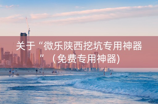 关于“微乐陕西挖坑专用神器”（免费专用神器)