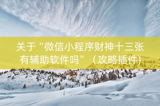 关于“微信小程序财神十三张有辅助软件吗”（攻略插件)