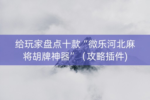 给玩家盘点十款“微乐河北麻将胡牌神器”（攻略插件)