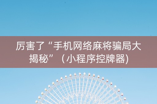 厉害了“手机网络麻将骗局大揭秘”（小程序控牌器)