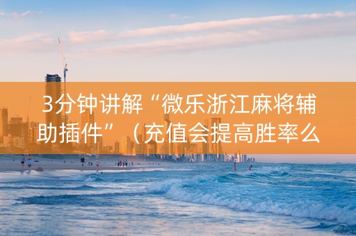 3分钟讲解“微乐浙江麻将辅助插件”（充值会提高胜率么)