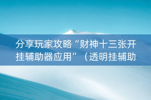 分享玩家攻略“财神十三张开挂辅助器应用”（透明挂辅助器)