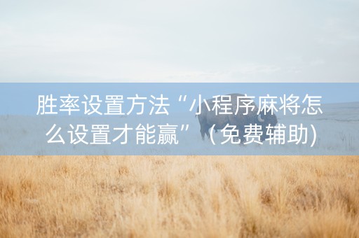 胜率设置方法“小程序麻将怎么设置才能赢”（免费辅助)