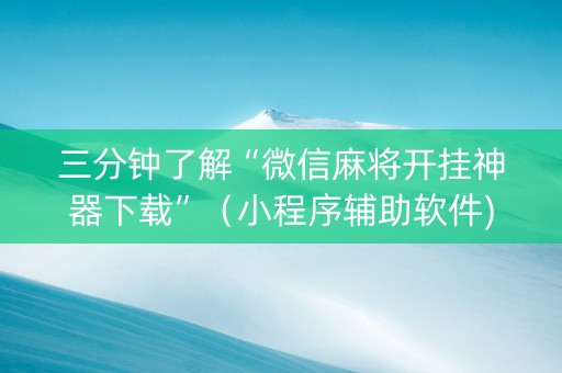 三分钟了解“微信麻将开挂神器下载”（小程序辅助软件)