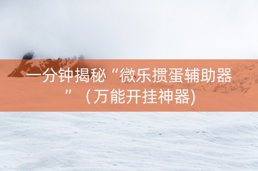 一分钟揭秘“微乐掼蛋辅助器”（万能开挂神器)