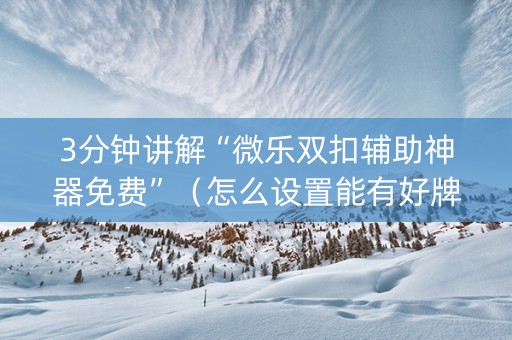 3分钟讲解“微乐双扣辅助神器免费”（怎么设置能有好牌)