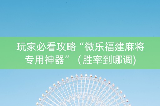 玩家必看攻略“微乐福建麻将专用神器”（胜率到哪调)