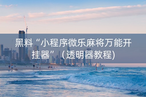 黑料“小程序微乐麻将万能开挂器”（透明器教程)