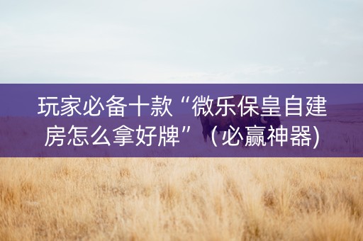 玩家必备十款“微乐保皇自建房怎么拿好牌”（必赢神器)