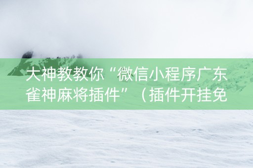 大神教教你“微信小程序广东雀神麻将插件”（插件开挂免费AI)