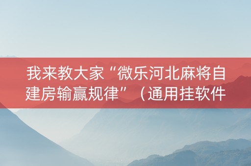 我来教大家“微乐河北麻将自建房输赢规律”（通用挂软件多少钱)