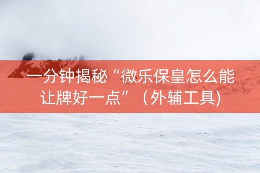 一分钟揭秘“微乐保皇怎么能让牌好一点”（外辅工具)