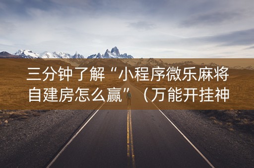 三分钟了解“小程序微乐麻将自建房怎么赢”（万能开挂神器)