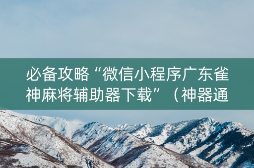 必备攻略“微信小程序广东雀神麻将辅助器下载”（神器通用版)