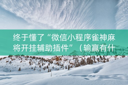 终于懂了“微信小程序雀神麻将开挂辅助插件”（输赢有什么规律)