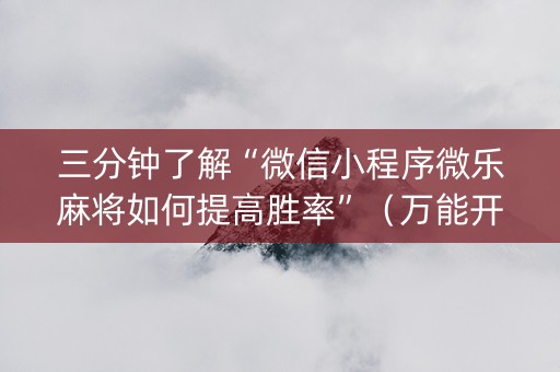 三分钟了解“微信小程序微乐麻将如何提高胜率”（万能开挂神器)