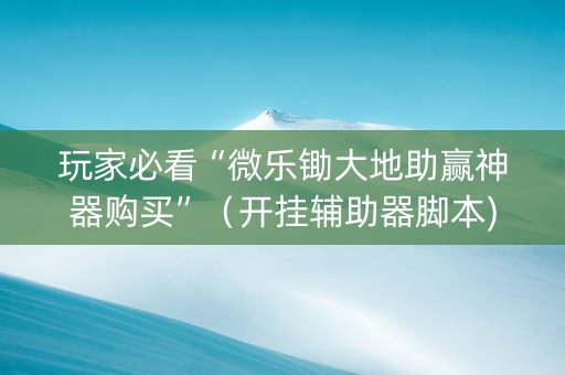 玩家必看“微乐锄大地助赢神器购买”（开挂辅助器脚本)
