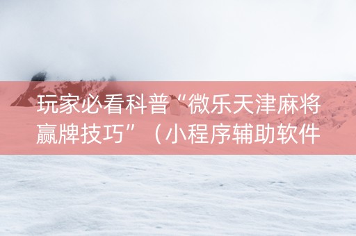 玩家必看科普“微乐天津麻将赢牌技巧”（小程序辅助软件)