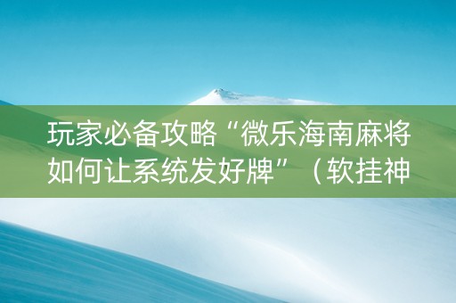 玩家必备攻略“微乐海南麻将如何让系统发好牌”（软挂神器)
