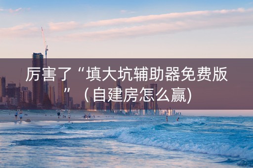 厉害了“填大坑辅助器免费版”（自建房怎么赢)