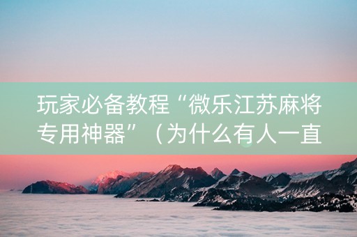 玩家必备教程“微乐江苏麻将专用神器”（为什么有人一直赢)