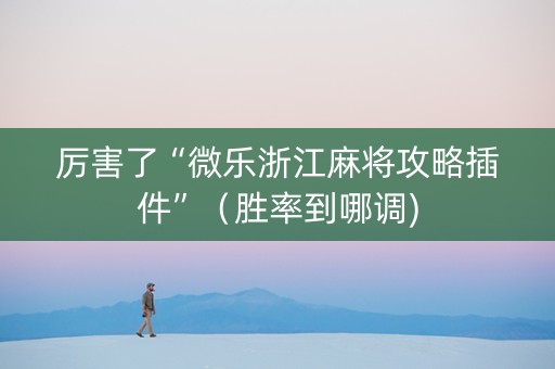 厉害了“微乐浙江麻将攻略插件”（胜率到哪调)