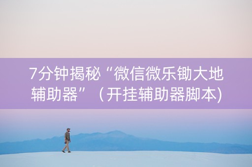 7分钟揭秘“微信微乐锄大地辅助器”（开挂辅助器脚本)